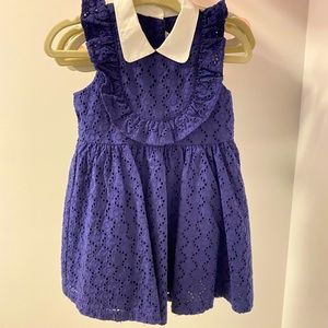 Janie & Jack Navy Eyelet Sleeveless Dress 6-12m